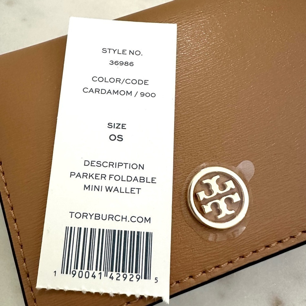 Tory Burch Parker foldable mini wallet card case - new! Cardamon and Navy - Picture 4 of 4